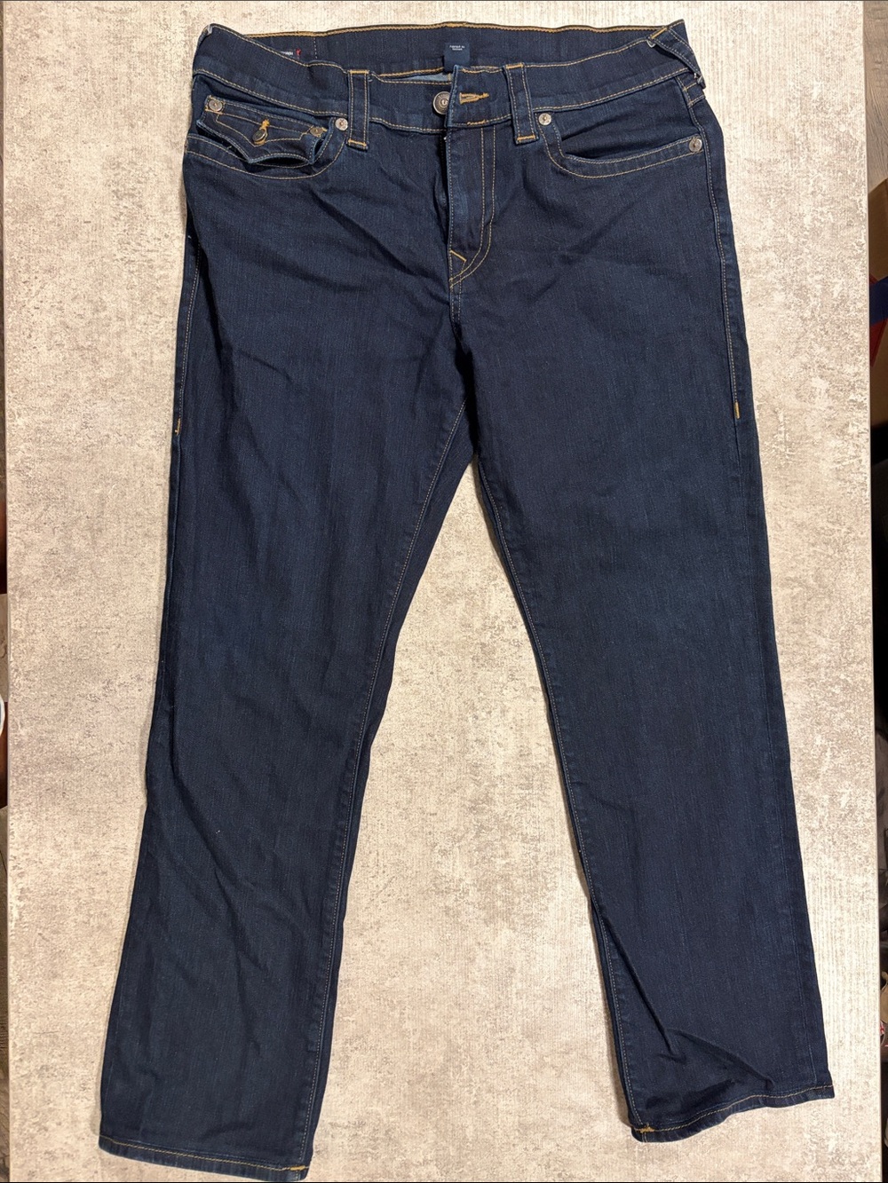 True Religion Men's Dark Indigo Straight Jeans